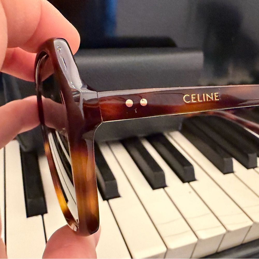 Celine Geometric Brown Tortoise Shell Acetate Sun… - image 5